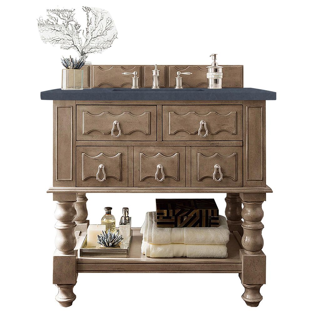James Martin Castilian 36" Single Bathroom Vanity in Empire Gray with 3