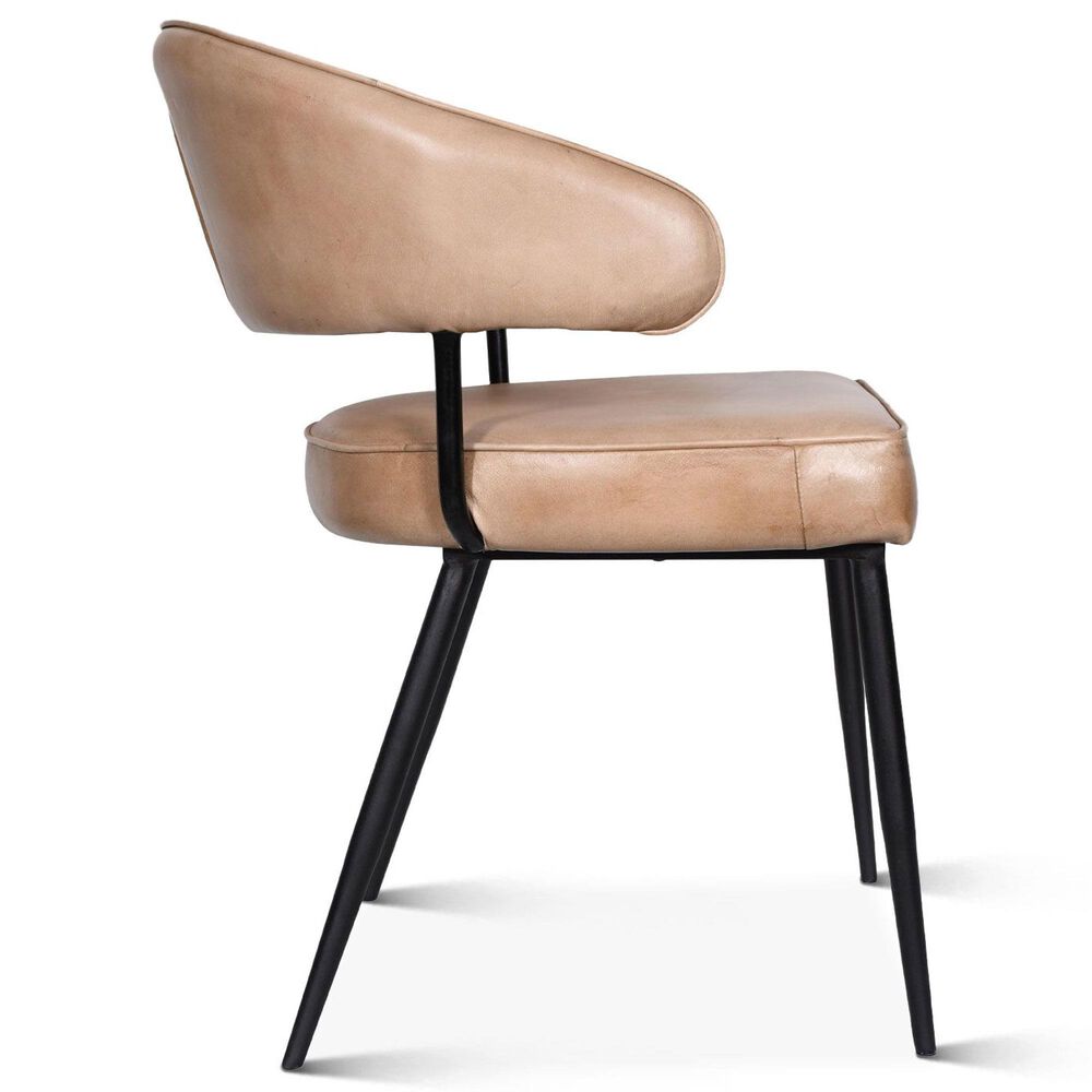 Home Trends &amp; Design Essex Dinning Arm Chair in Top Grain Leather Antique Ivory, , large