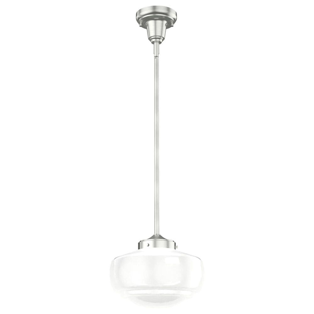 Hunter Saddle Creek 10" 1-Light Pendant with White Shade in Brushed Nickel, , large