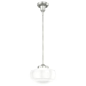 Hunter Saddle Creek 10" 1-Light Pendant with White Shade in Brushed Nickel, , large