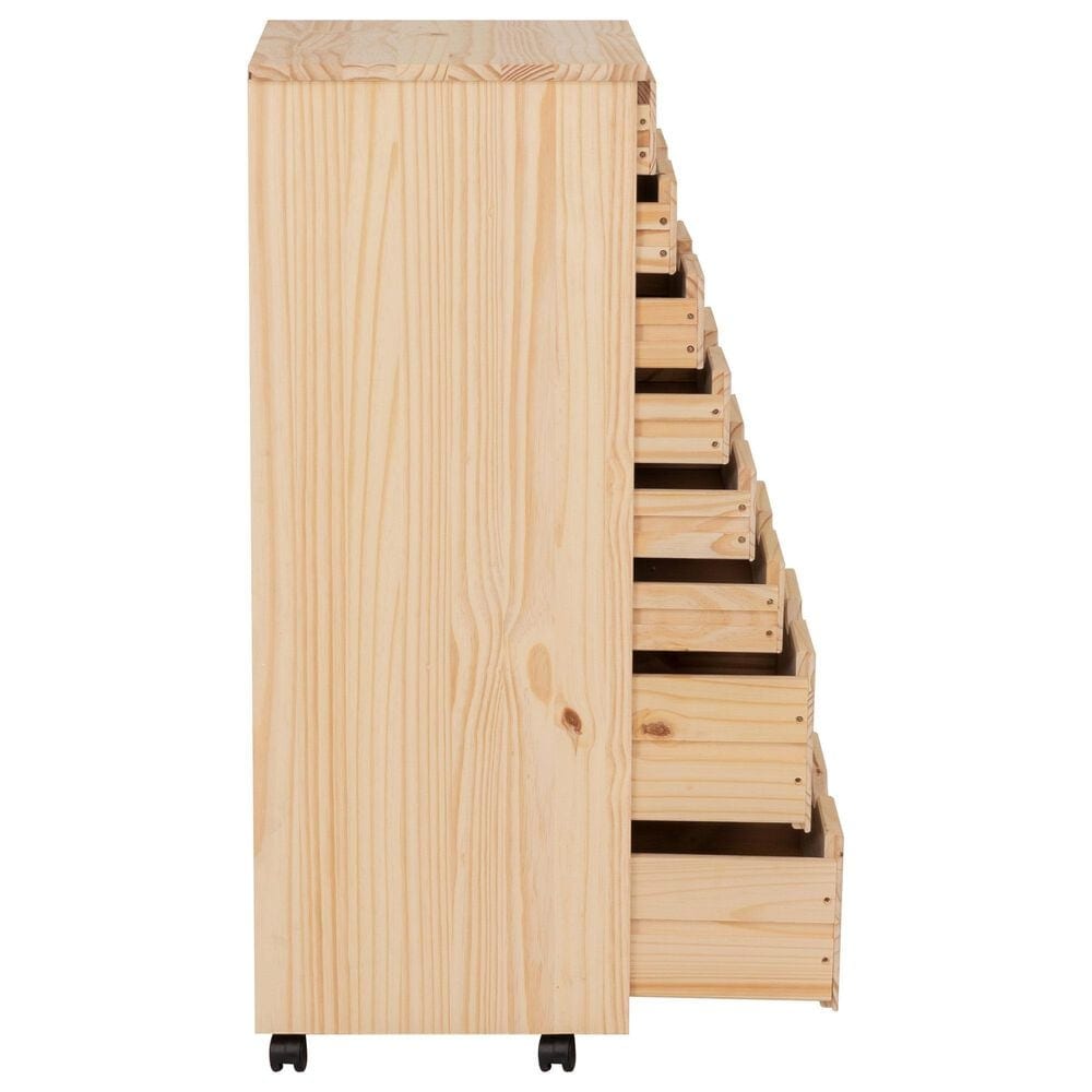 Linon Home Decor Cary 8-Drawer Rolling Cart in Unfinished, , large