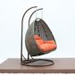 Leisuremod 57" Patio 2-Seat Hanging Egg Swing Chair with Orange Cushion in Beige, , large