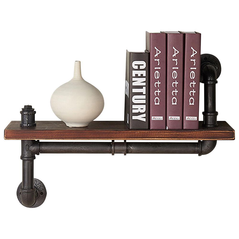 Blue River Montana 24" Floating Wall Shelf in Grey and Walnut, , large