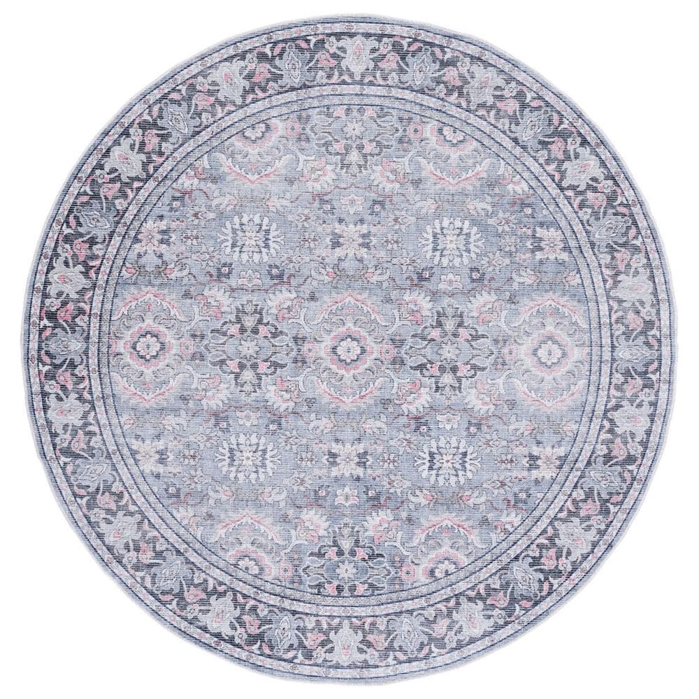Safavieh Serapi 6"7" Round Grey and Pink Area Rug, , large