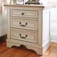 Ashley Realyn 3 Drawer Nightstand in Chipped White and Brown, , large
