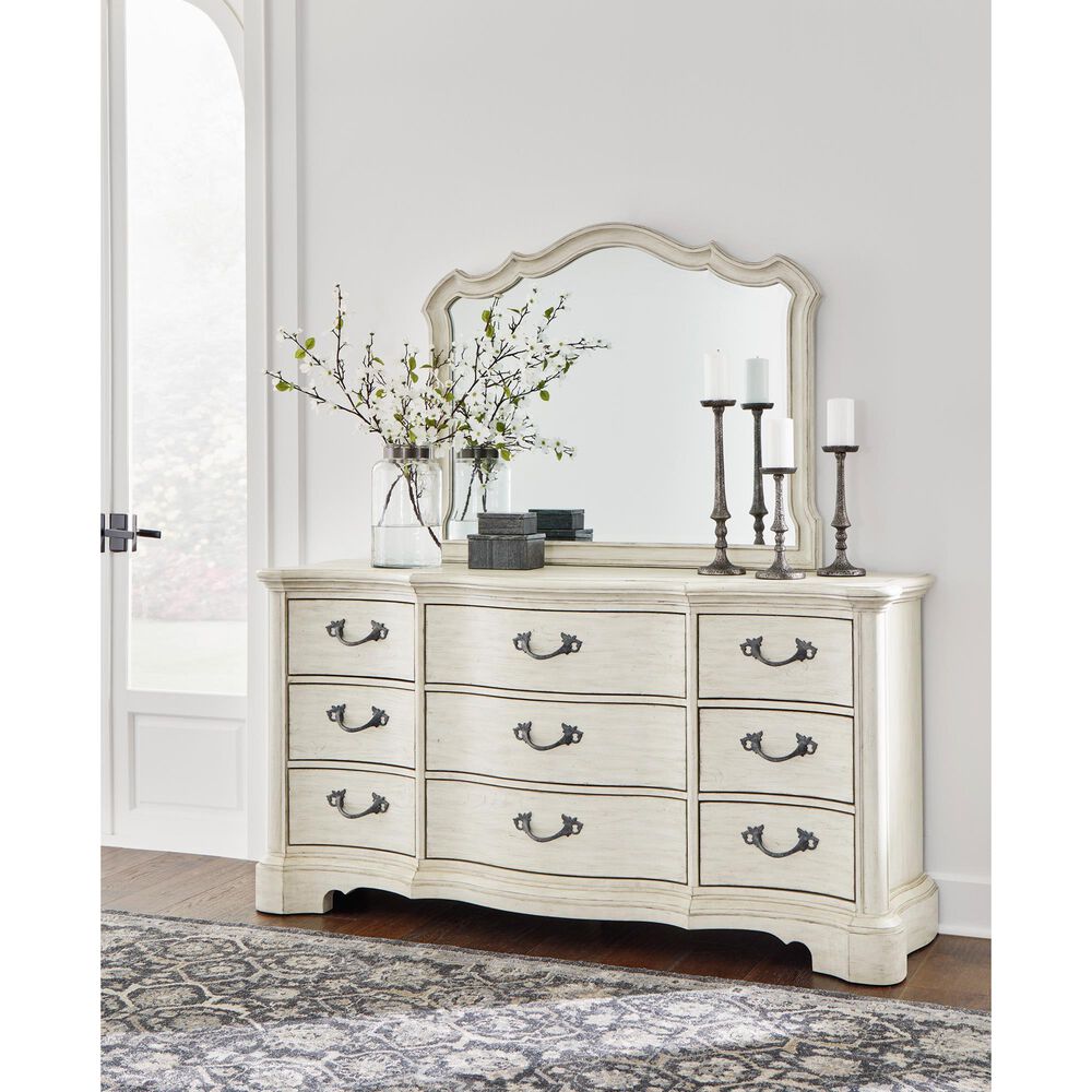 Millenium Arlendyne Bedroom Mirror in Antiqued White, , large