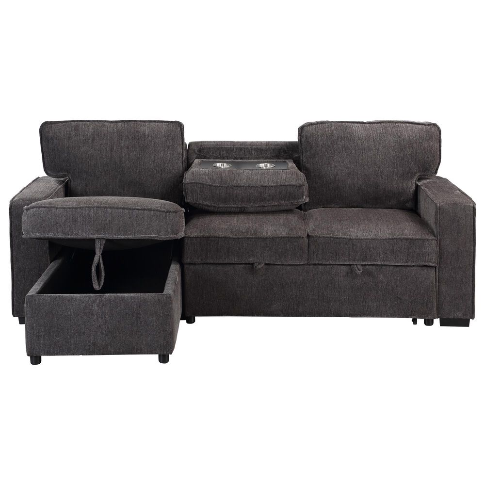Modern Market Stationary Sleeper Sofa Chaise in Dark Grey, , large