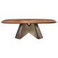 Casabianca Home Rocco Pedestal Dining Table with Bronze Base and Walnut Veneer Top, , large