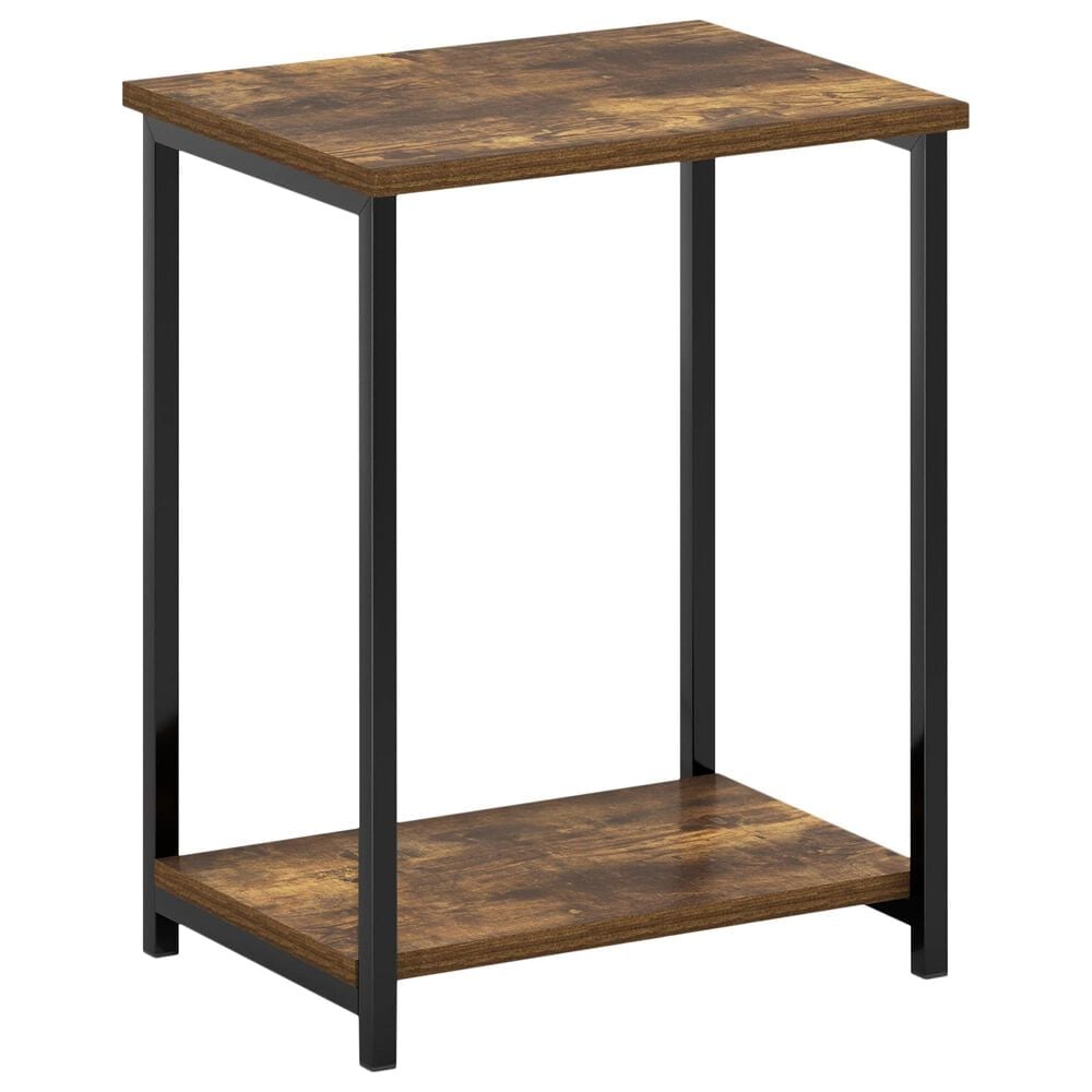 HOMLUX 2-Tier End Table with Open Shelf Storage Display in Amber Pine, , large