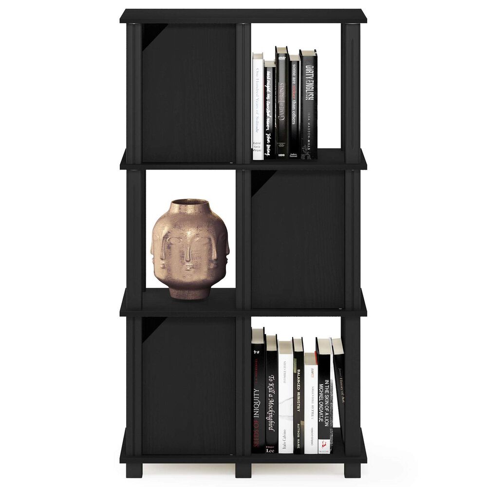 HOMLUX 4-Tier Storage Bookcase with Three Doors in Black Oak and Black, , large