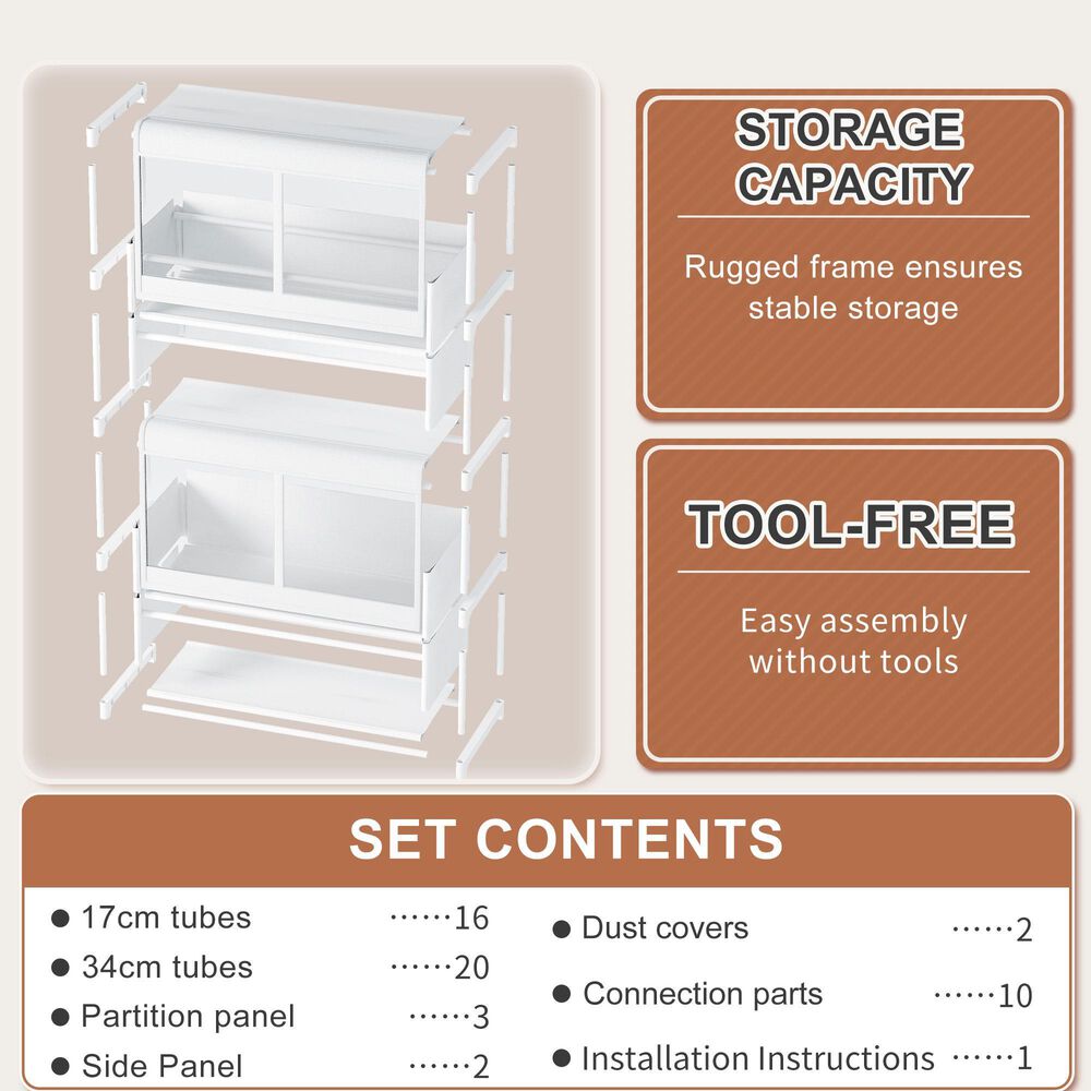 HOMLUX 5-Tier Storage Cabinet with Adjustable Shelves in White, , large