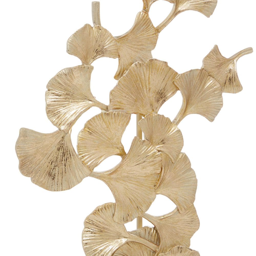 Maple and Jade Handmade Floral Decorative Sculpture in Satin Gold and Dark Gray, , large