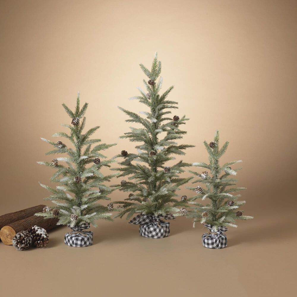 The Gerson Company 3-Piece Pine Trees with Wrapped Base Set in Green, Black and White, , large