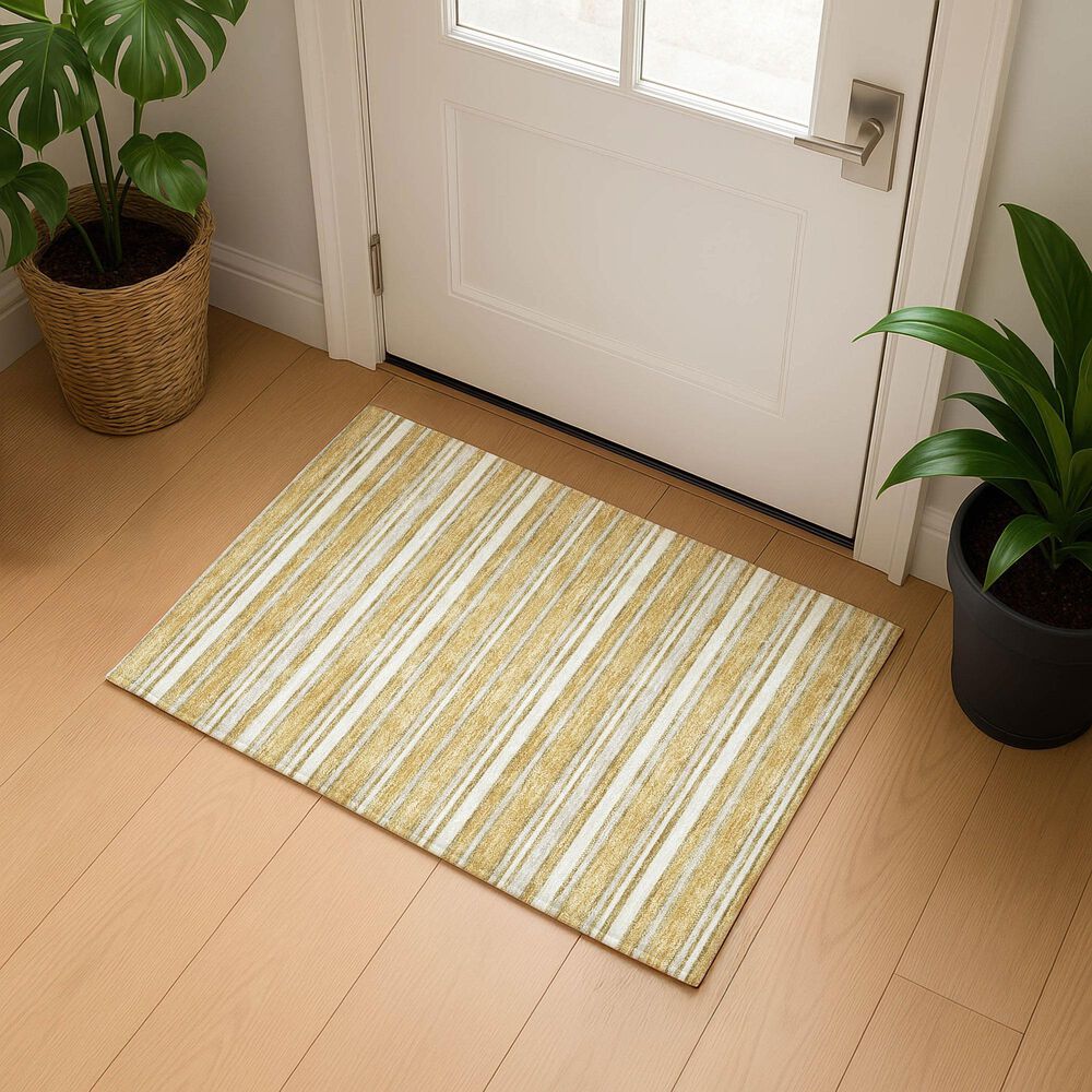 Dalyn Rug Company Soft Essentials Striped Gold 2'6" x 3'10" Indoor/Outdoor Area Rug, , large