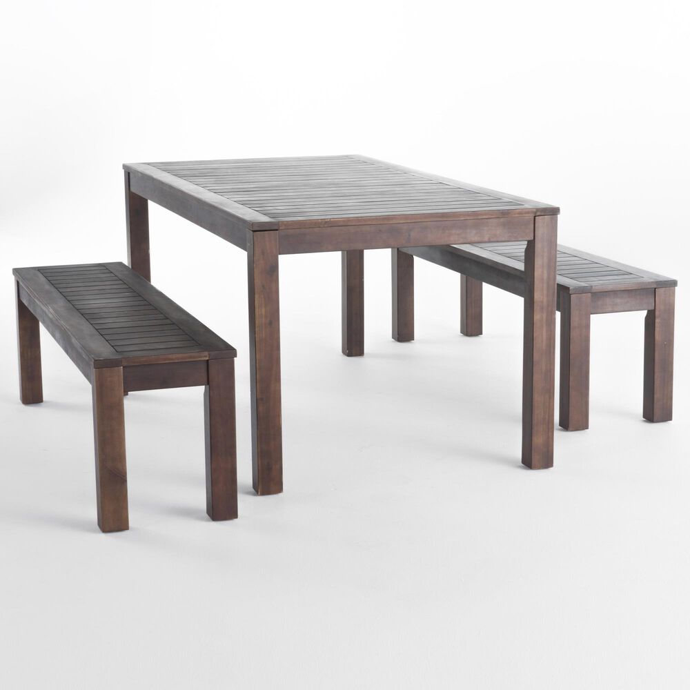 Noble House Manila 3-Piece Patio Picnic Set in Dark Brown, , large