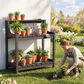 HOMLUX Outdoor Storage Potting Bench in Grey, , large
