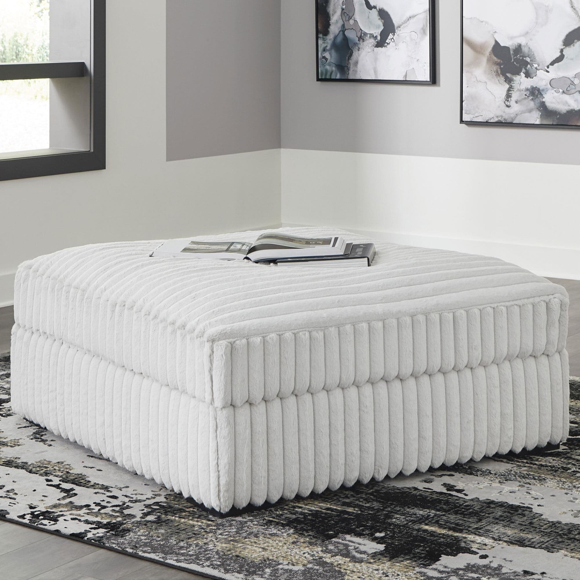 Ashley Stupendous Oversized Accent Ottoman in Alloy