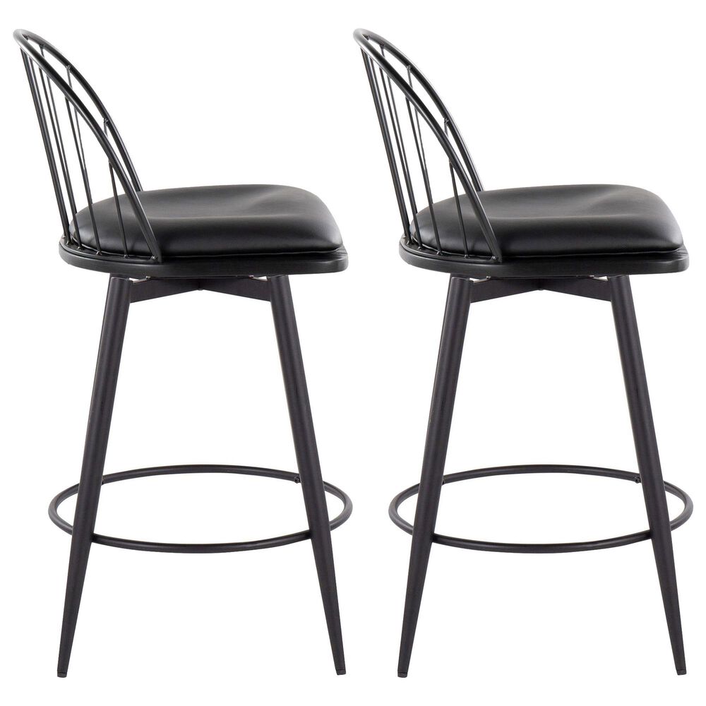 Lumisource Riley 26&quot; Swivel Counter Stool in Black &#40;Set of 2&#41;, , large