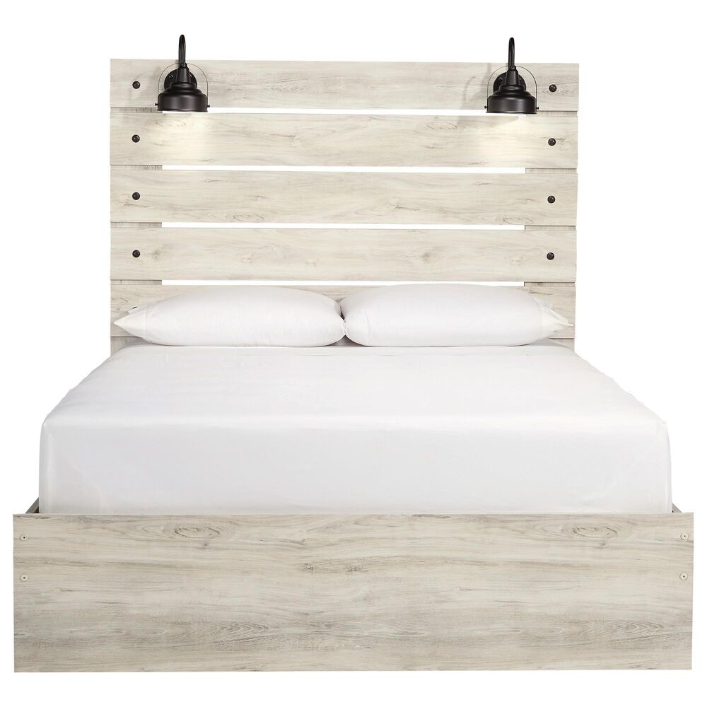 Ashley Cambeck 4 Piece Queen Panel Bedroom Set in Whitewash with Lighting, , large