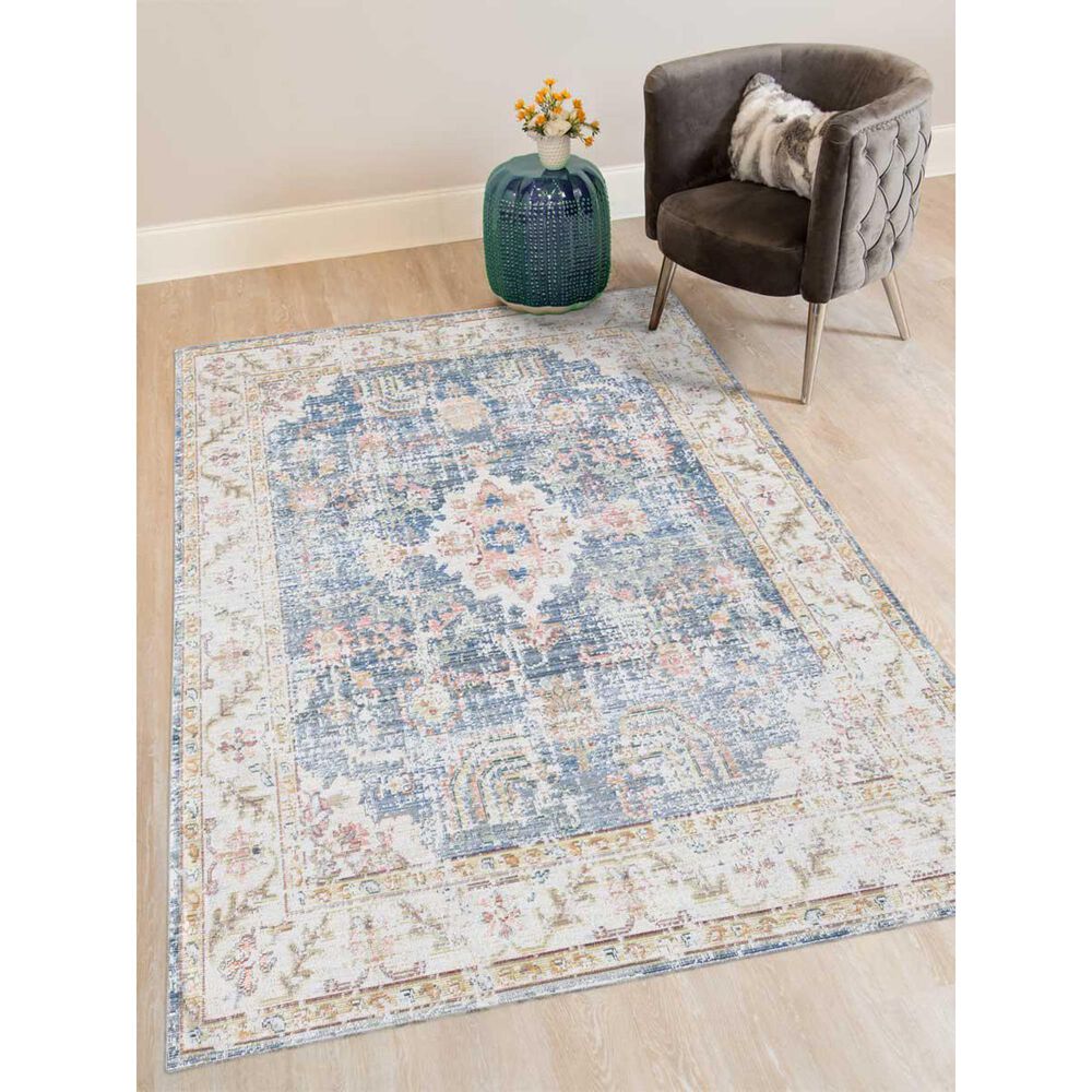 Amer Rugs Century 5&#39;3&quot; x 7&#39;3&quot; Indigo Blue and Ivory Area Rug, , large