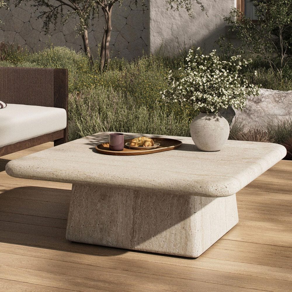 Four Hands Cava Outdoor Coffee Table in Textured Sand Concrete, , large