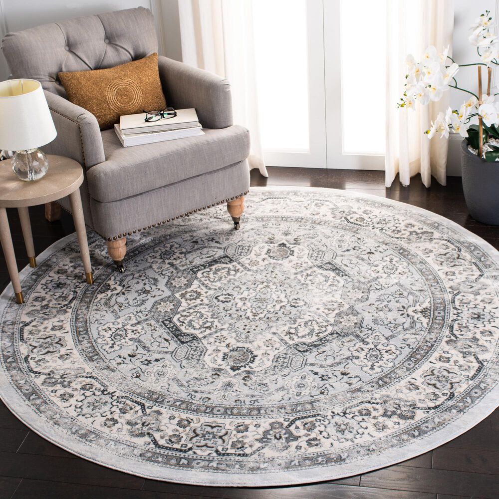 Safavieh Isabella 6&#39;7&quot; Round Dark Grey and Cream Area Rug, , large