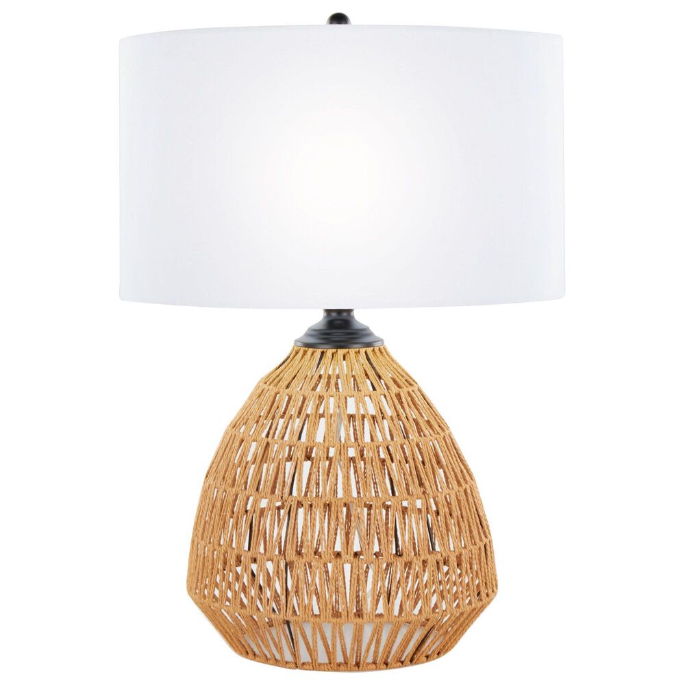 LumiSource Congo 29" Rattan Table Lamp in Natural and Matte Black, , large