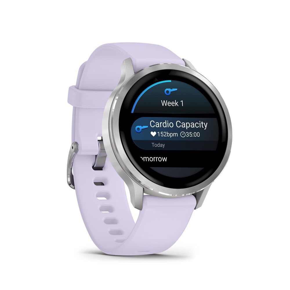 Garmin Venu 4  41 mm Silver with Periwinkle Silicone Band, , large