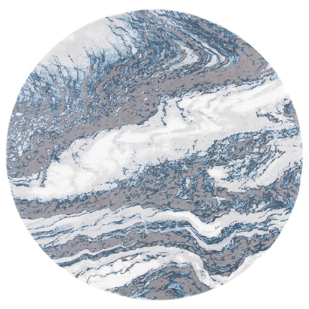 Safavieh Craft CFT844M 6"7" Round Blue and Grey Area Rug, , large