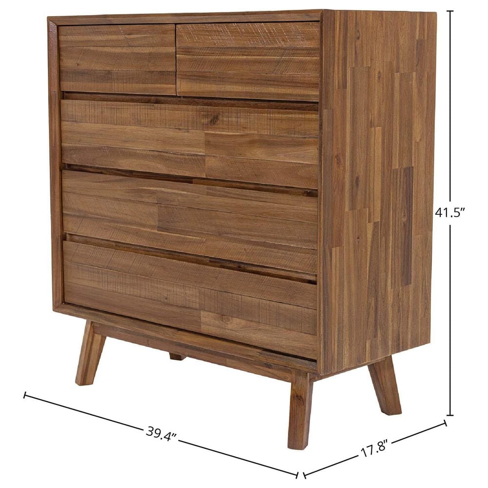 LH Imports Gia 5-Drawer Chest in Warm Pecan, , large