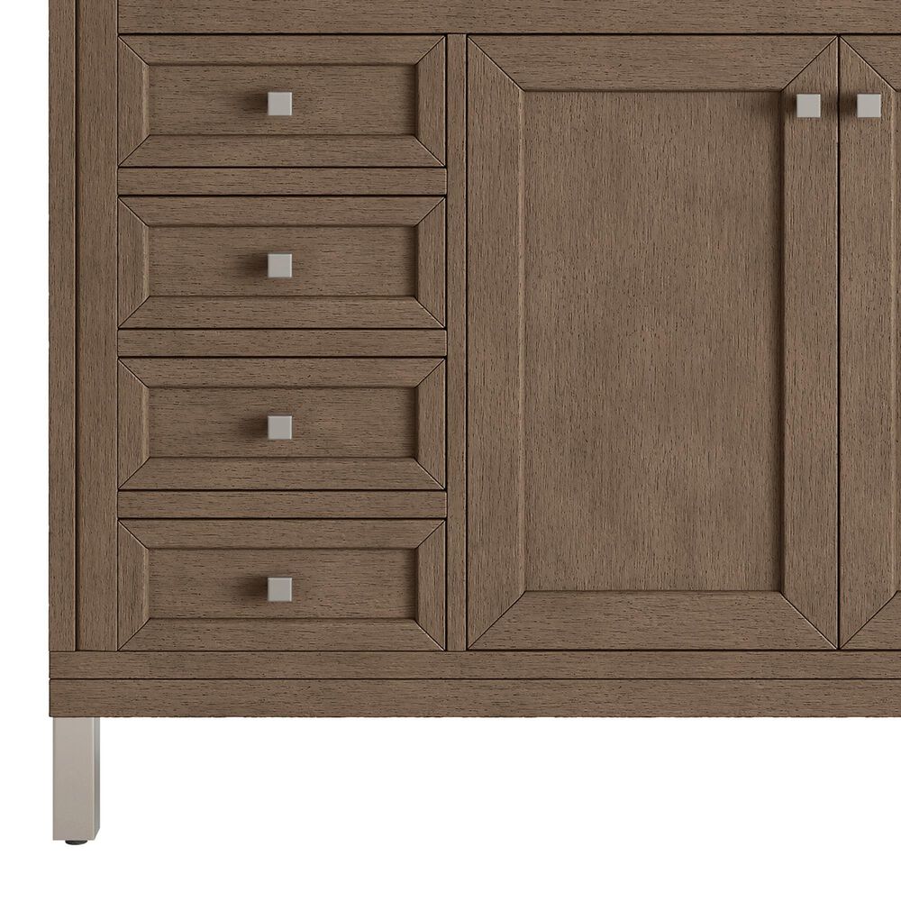 James Martin Vanities Chicago 60&quot; Single Bathroom Vanity in Whitewashed Walnut with 3 cm Parisien Bleu Quartz Top and Rectangular Sink, , large