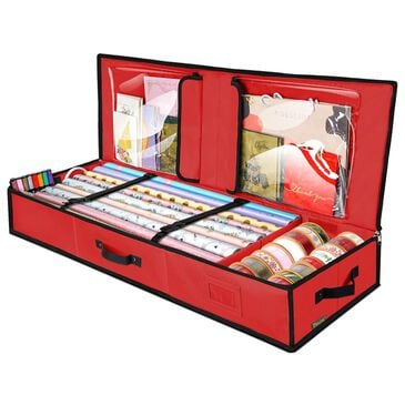 HOMLUX 40" Christmas Wrapping Paper Storage Organizer in Red, , large