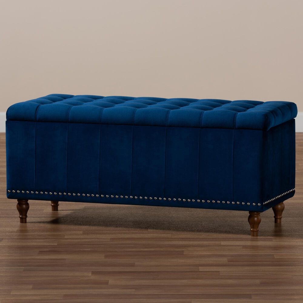 Baxton Studio Kaylee Storage Ottoman Bench in Navy Blue, , large
