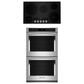 Kitchenaid 2-Piece Kitchen Package with PrintShield Stainless Steel 30" Double Wall Oven and 36" Black Electric Cooktop, , large