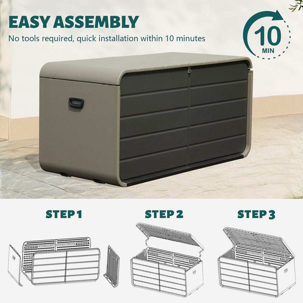 HOMLUX 200-Gallon Outdoor Storage Deck Box in Gray, , large