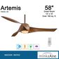 Minka-Aire Artemis 58" Smart Celling Fan with LED Light in Distressed Koa, , large