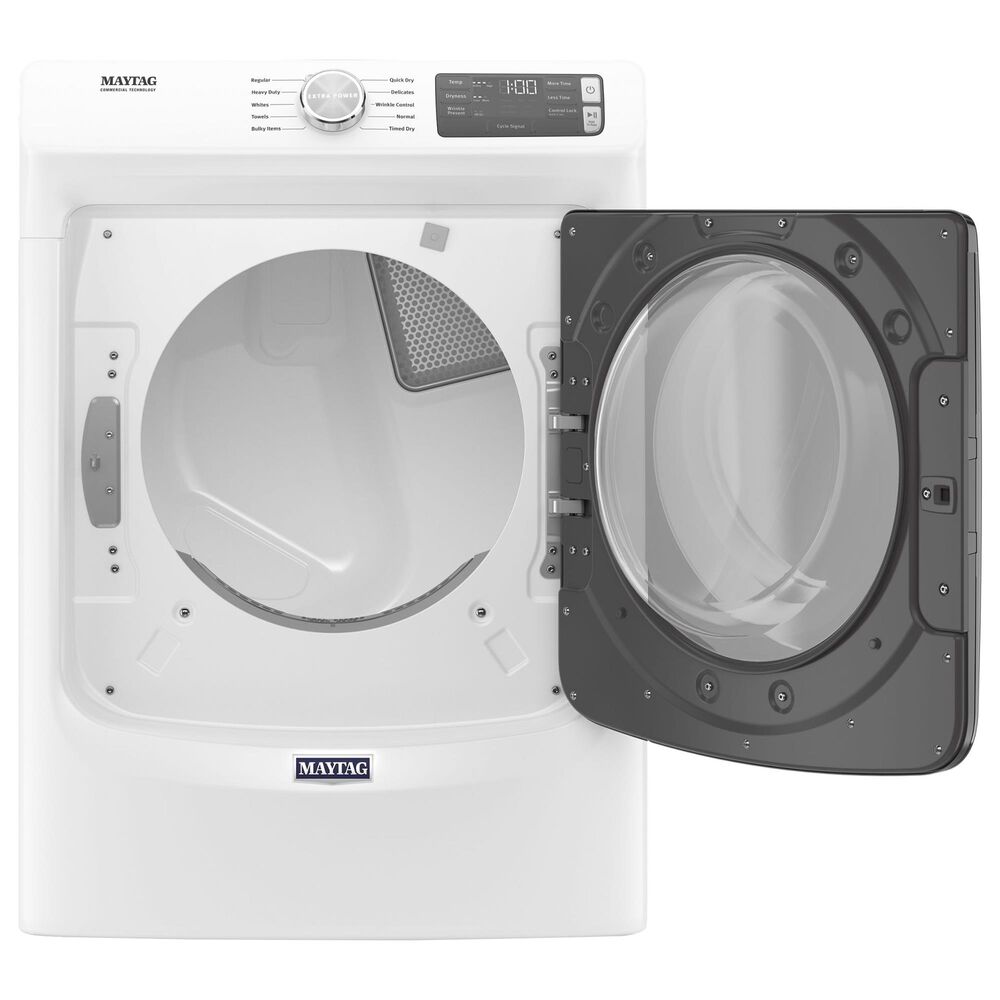 Maytag 4.5 Cu. Ft. Front Load Washer and 7.3 Cu. Ft. Gas Dryer Laundry Pair with Pedestal in White, , large