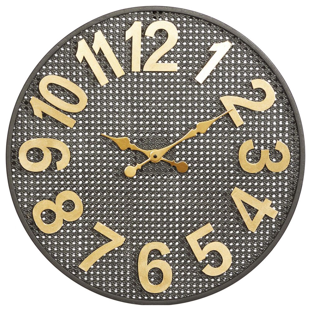 24" x 24" Wall Clock in Black and Gold, , large