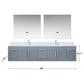Lexora Home Geneva 84" Double Bathroom Vanity in Dark Grey with 2 cm White Cultured Marble Top and Rectangular Sinks, , large
