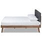 Baxton Studio Devan Queen Platform Bed with Dark Grey Fabric in Walnut Brown, , large