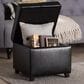 Baxton Studio Leather Cube Storage Ottoman in Black, , large