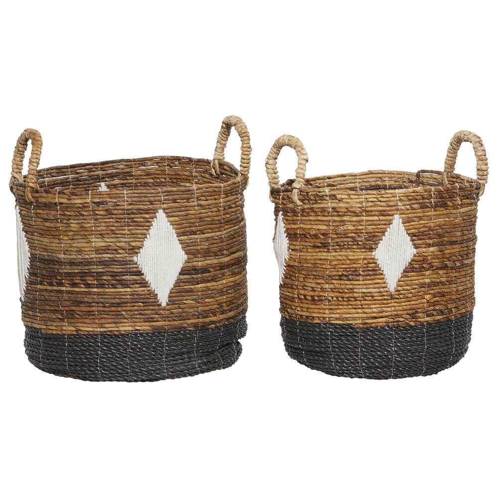 Maple and Jade Contemporary Storage Basket in Caramel Brown and Black (Set of 2), , large
