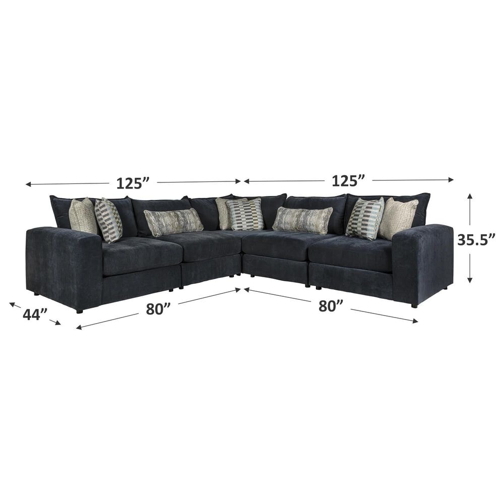 Fusion Furniture Elsie 5-Piece Sectional in Ink, , large