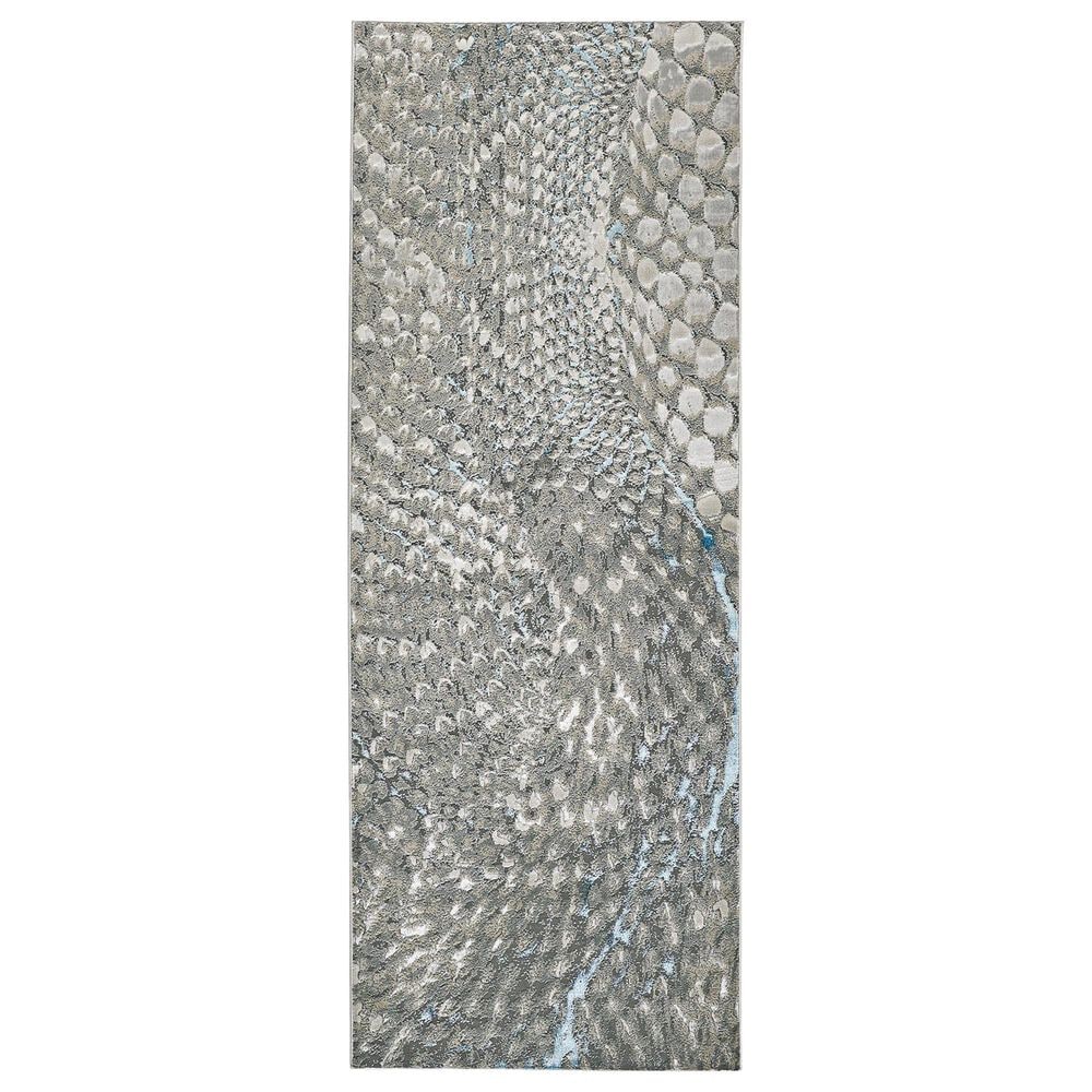 Feizy Azure 2"10" x 7"10" Blue and Silver Runner, , large