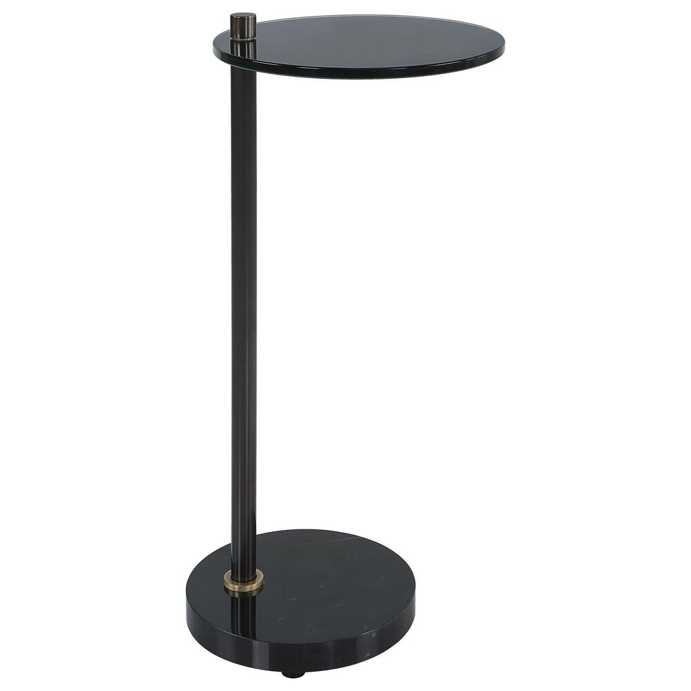Uttermost Steward Drink Table in Solid Black and Brushed Brass, , large