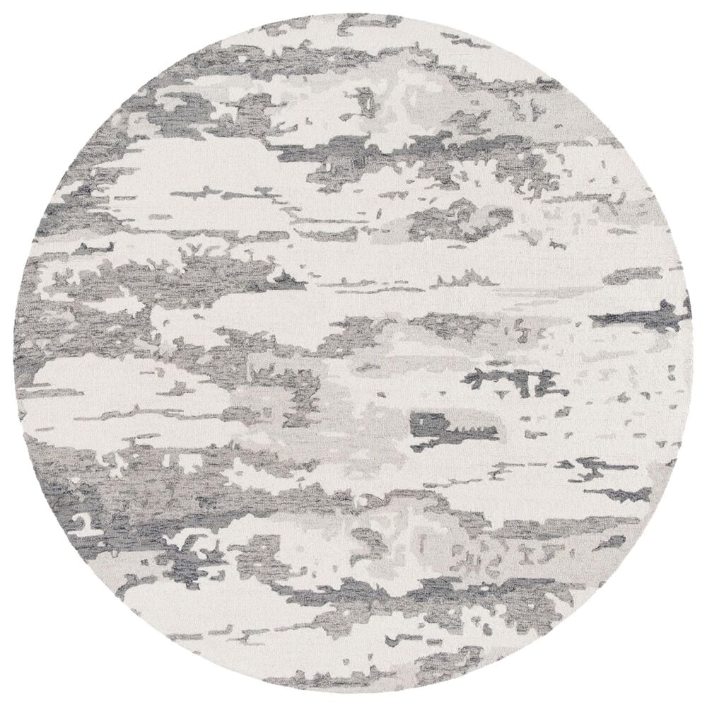 Safavieh Abstract 6' Round Charcoal and Ivory Area Rug, , large