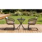 Hearth and Haven 3-Piece Outdoor Round Bistro Set with Beige Cushion in Black, , large