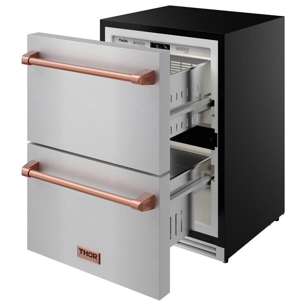 Thor Kitchen Gordon Ramsay 5.4 Cu. Ft. Undercounter Drawer Freezer with Rose Gold Handle Kit in Stainless Steel, , large