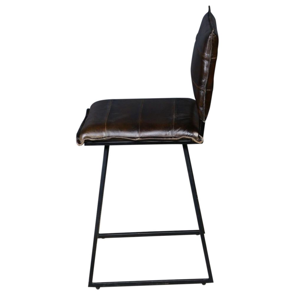 Porter Design Malin Swivel Counter Stool in Black Finish and Brown Top Grain Leather, , large