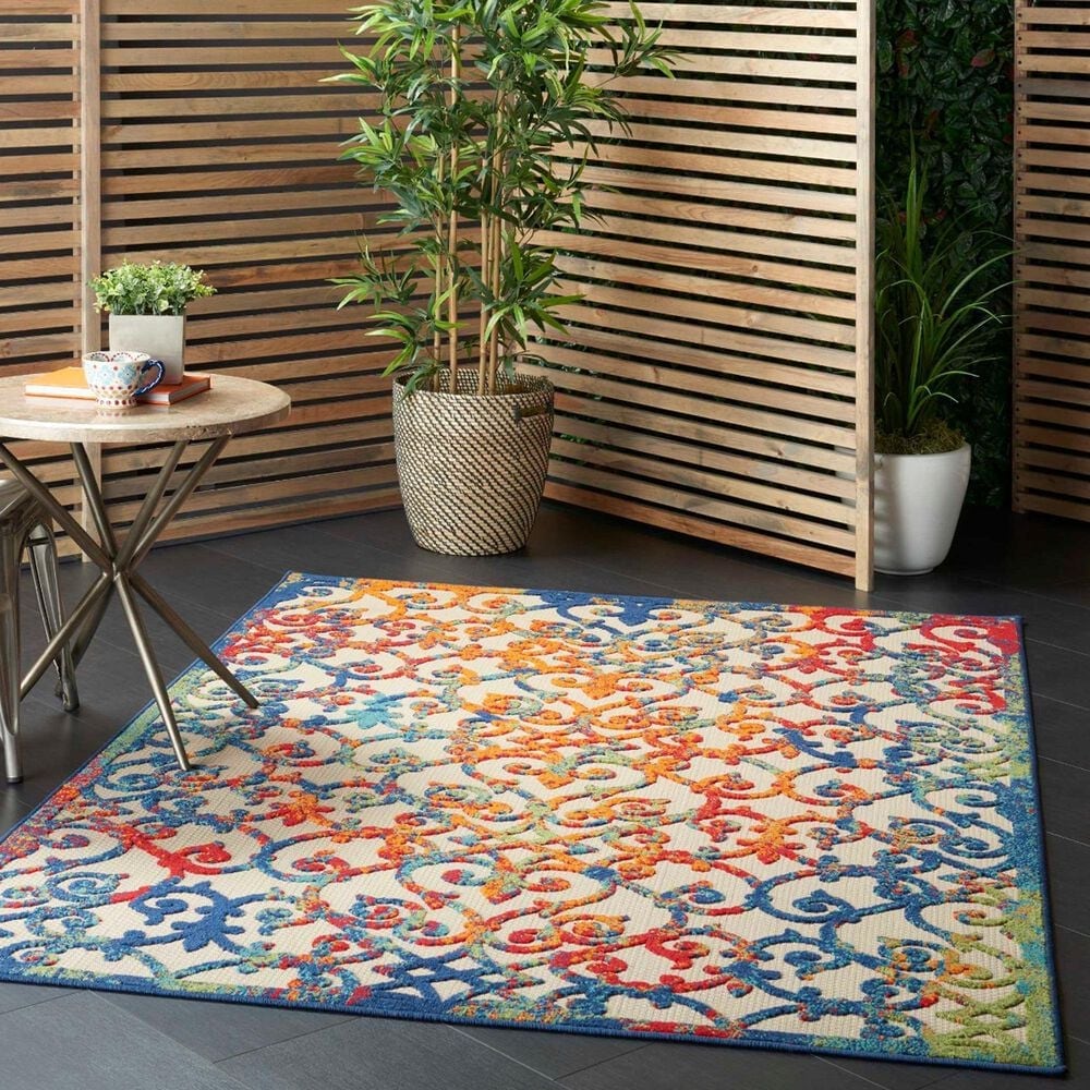 Nourison Aloha Damask 3&#39;6&quot; x 5&#39;6&quot; Multicolor Indoor/Outdoor Area Rug, , large